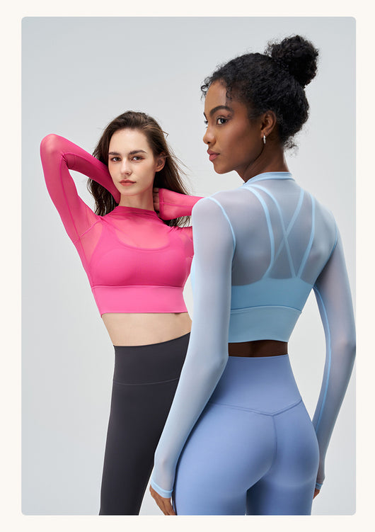 Playera Deportiva Reductora de Malla para Mujer - Manga Larga Transpirable de Secado Rápido - Image 20