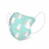 White children's 3D protective mask with a cartoon pattern of pink bears, blue cats, and trees, featuring ear loops. - Image 11