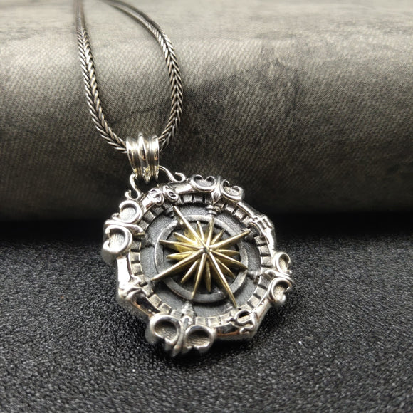 Dije Brújula Profundidades Plata 925 para Hombre