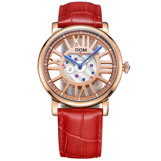 Reloj de Cuarzo en Cuero Genuino con Diseño Calado