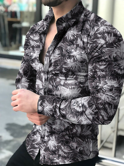 Camisa Casual de Manga Larga con Impresión Digital 3D para Hombre - Image 24