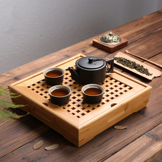 Bandeja de Té Bambú Ningya Cuadrada - Mesa de Ceremonia