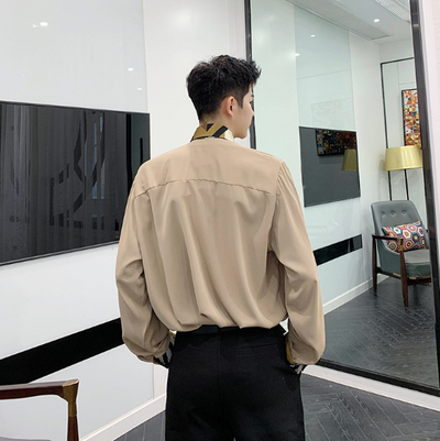 Camisa suelta casual con corbata integrada - Image 4