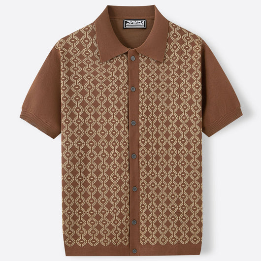 Cardigan Jacquard de Lino Tencel Manga Corta para Hombre - Image 4
