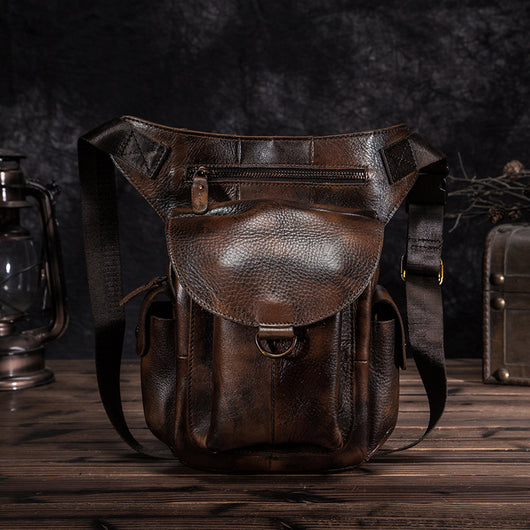 Bolsa Retro de Cuero Encerado para Cámara y Teléfono - Estilo Vintage para Hombre - Image 4