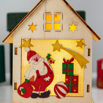 Cabaña Navideña Luminosa de Madera con Decoraciones Coloridas - Image 3