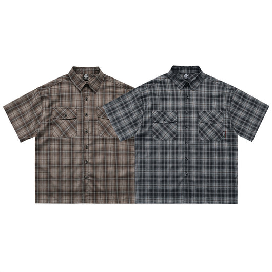 Camisa Cuadros con Bordado de Letras - Corte Holgado y Solapa Clásica - Image 8