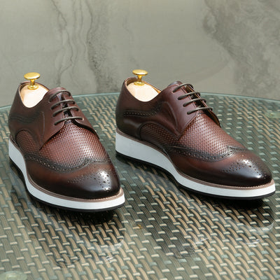Zapatos Derby Tejidos Punta Fina - Calzado Casual de Cuero para Hombre - Image 14
