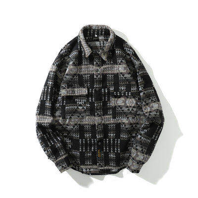 Camisa de Cuadros Retro en Lana con Mangas Largas - Image 10