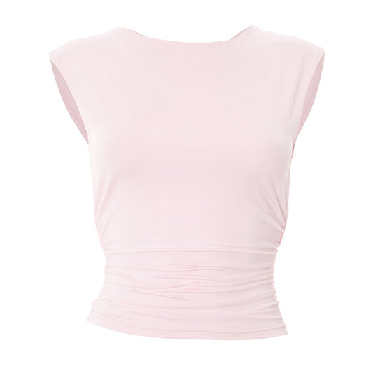 Blusa Ajustada Escote Bardot sin Espalda en Colores Lisos - Image 11