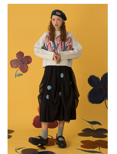 Suéter Holgado con Estampado Vintage de Tulipanes - Image 13