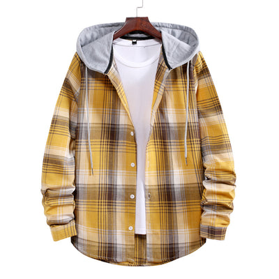 Camisa Hoodie Cuadros con Bloques de Color para Hombre - Image 4