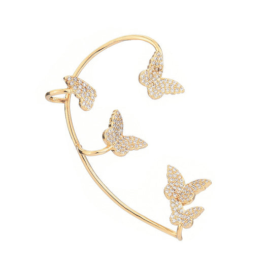 Aretes Mariposa Dorados sin Perforación con Circonitas Brillantes - Image 3