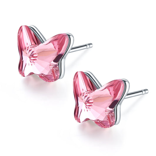 Aretes de Cristal con Diseño de Mariposa