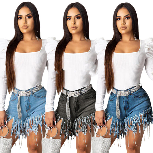 Shorts de Mezclilla con Flecos
