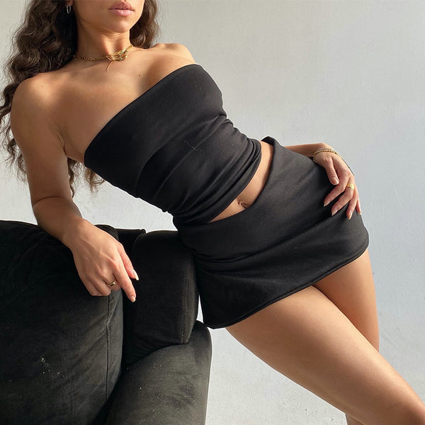 Conjunto de Verano Elegante: Top Rayado y Falda Ajustada Estilo Europeo