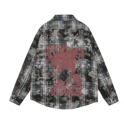 Camisa Cuadros Estilo Retro Americano con Estampado Vintage - Image 4