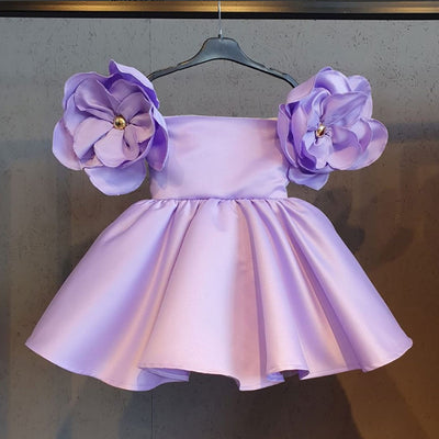 Vestido Infantil de Tul Jacquard con Pompones para Presentaciones - Image 11