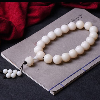 Pulsera Rosario de Jade Blanco Natural con Raíz Bodhi - 18 Cuentas - Image 4
