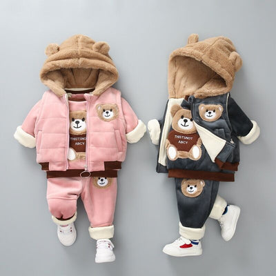 Conjunto Térmico Infantil de Tres Piezas con Doble Capa y Forro Polar