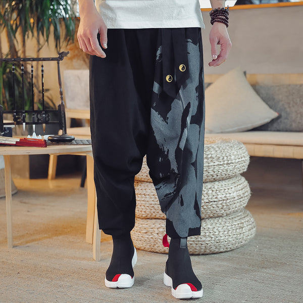 Pantalones Capri Estilo Asiático de Nueve Puntos
