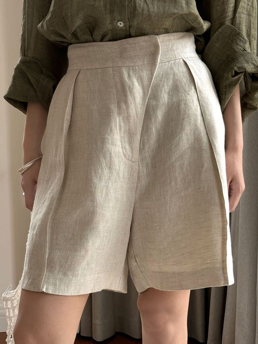 Pantalones Cropped Casual de Lino Tencel Texturado con Cierre Oblicuo - Image 19