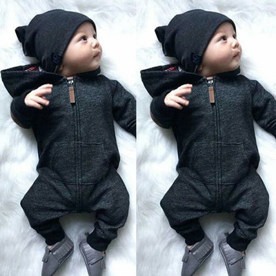 Sudadera Manga Larga Negra Sólida Premium