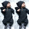 Sudadera Manga Larga Negra Sólida Premium
