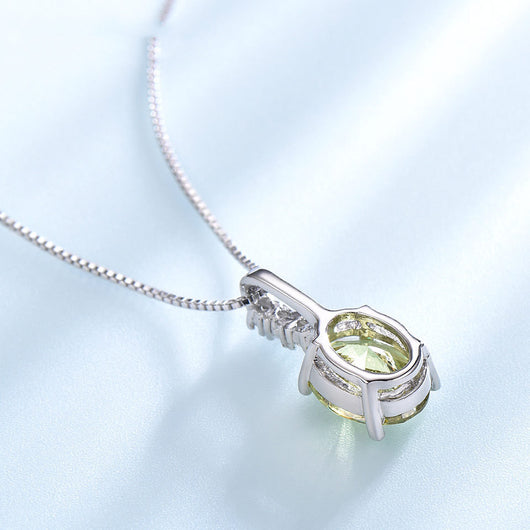 Collar Colgante de Plata Esterlina con Circón Verde Manzana Ovalado Vintage - Image 10