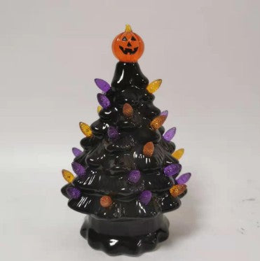 Árbol de Cerámica Halloween con Luz LED a Batería - Image 11