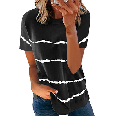 Blusa Rayada Suelta de Manga Corta - Image 31