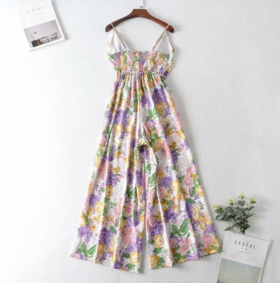 Jumpsuit Morado con Estampado Dream y Volantes con Tirantes