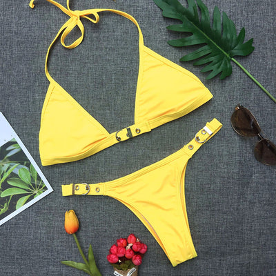 Conjunto de Bikini Brasileño Ajustable para Mujer - Negro Sólido - Image 6
