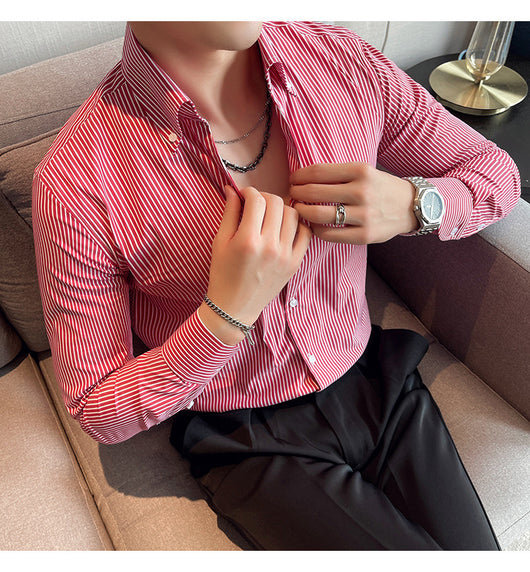 Camisa Manga Larga a Rayas para Hombre Otoño Invierno - Image 4
