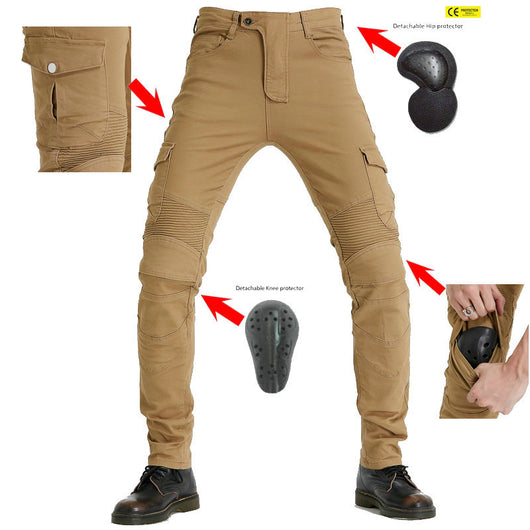 Pantalones de Motociclismo Tácticos Verde Militar con Múltiples Bolsillos y Protección Anti-Caída - Image 5