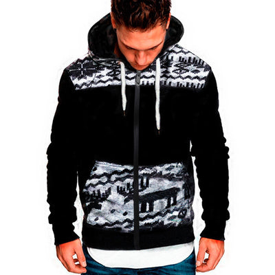 Cardigan Navideño para Hombre con Estampado de Reno, Capucha y Cierre - Image 17