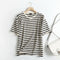 Camiseta de Rayas Marineras Cuello Redondo Manga Corta