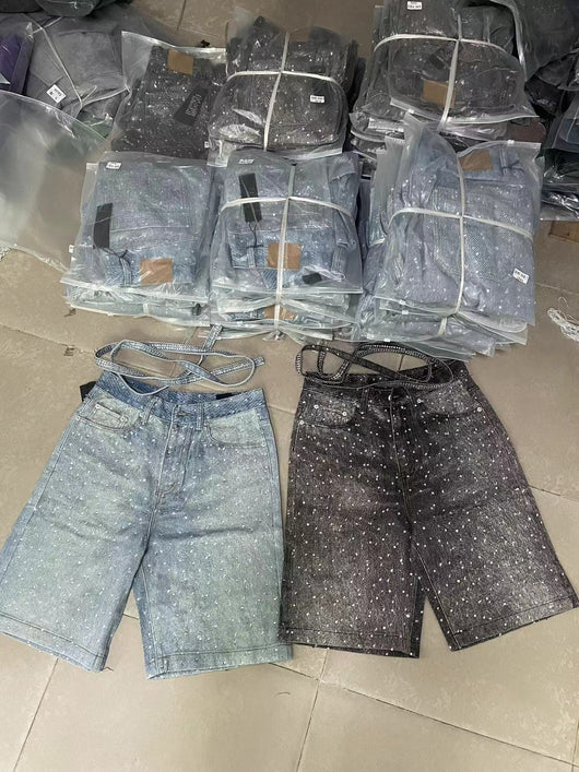 Shorts de Mezclilla con Cinturón Brillante Estilo Ins - Image 23