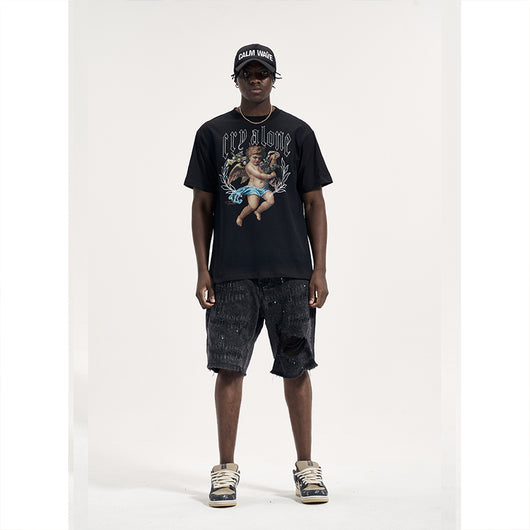 Shorts de Mezclilla Rotos con Parches - Estilo Urbano Desgastado para Hombre - Image 9