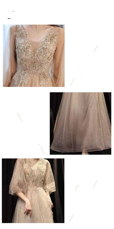 Vestido de Noche Dorado Slim Beauty para Banquete - Image 10