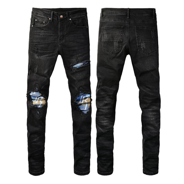 Jeans para Hombre con Parches de Letra Estilo Calle Americana