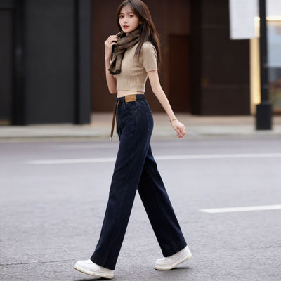 Pantalones Vaqueros Rectos de Cintura Alta con Forro Polar y Pierna Ancha - Image 20