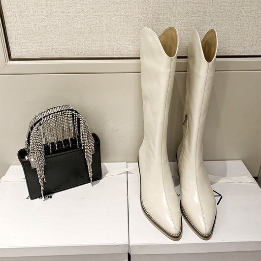 Botas Vaqueras de Cuero con Tacón Grueso, Punta Afilada y Caña Alta - Image 9