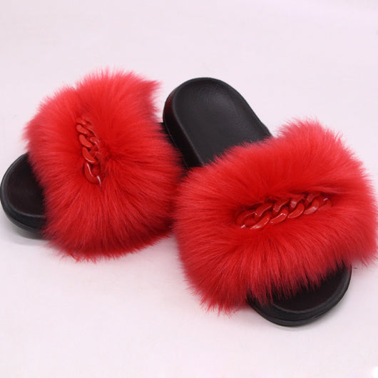Pantuflas de Piel Sintética de Zorro con Cadena - Sandalias Peluche Cómodas - Image 8