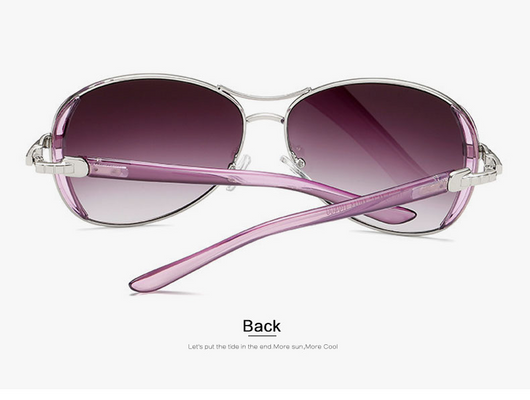 Women's large frame fashionable sunglasses with gradient gray lenses, silver-tone metal frames, and white arms. - Image 13