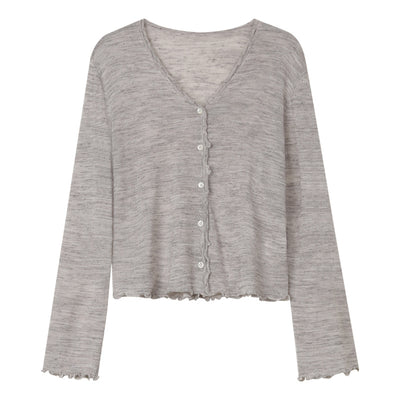 Cardigan Tejido con Encaje Efecto Hongo Arbóreo y Botones - Image 7