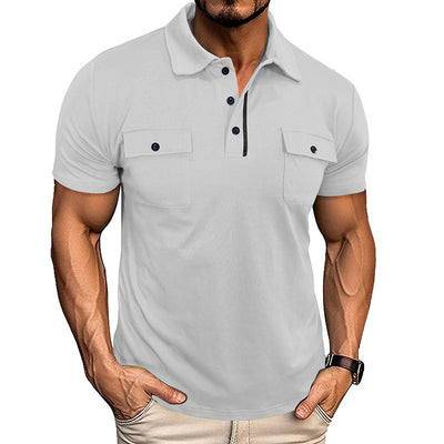 Polo Casual de Verano con Bolsillos y Botones para Hombre - Image 3