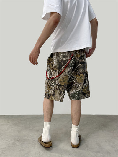 Pantalones Cargo Cortos Camuflaje Ramas Lavado - Multibolsillos - Image 15