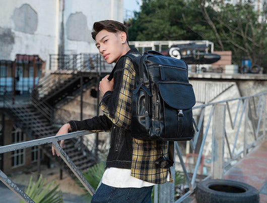 Mochila de Cuero Genuino para Hombre - Gran Capacidad, Diseño Moderno - Image 10