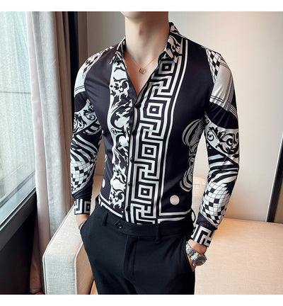 Camisa Manga Larga Estampada Slim Fit para Hombre - Image 17
